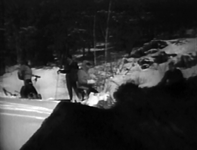 The thing in the bottom right is not a foreshortened effect implying an over-the-shoulder POV shot from the monster’s point of view. It is something that appears on the transfer before the sprocket skips and makes me wish I was watching it in the old Century Theater in Lamar.
