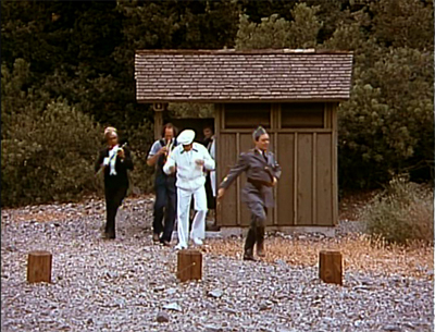 What, you thought there wouldn't be a gag involving using a restroom like a clown car?