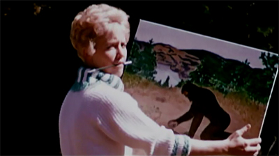 This is Yukon Frieda. She paints Bigfoot from memory. No, I'm not kidding.